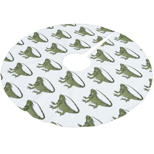 Iguana-Cartoon-Abbildung Polyester Weihnachtsbaumdecke (Schrägansicht)