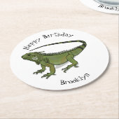Iguana-Cartoon-Abbildung Runder Pappuntersetzer (Angewinkelt)
