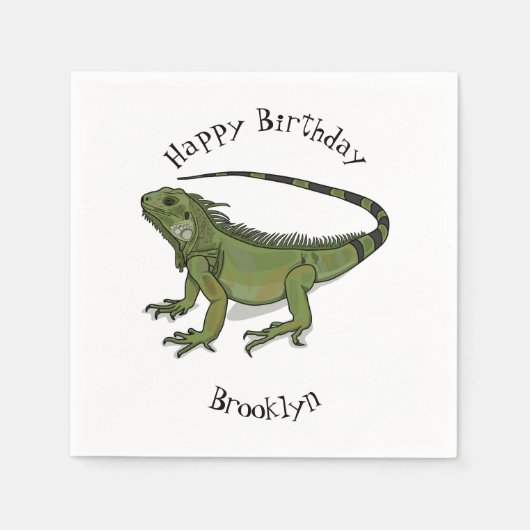 Iguana-Cartoon-Abbildung Serviette (Vorderseite)