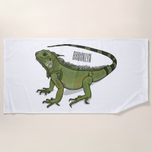 Iguana-Cartoon-Abbildung Strandtuch