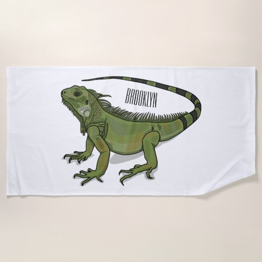 Iguana-Cartoon-Abbildung Strandtuch (Vorderseite)