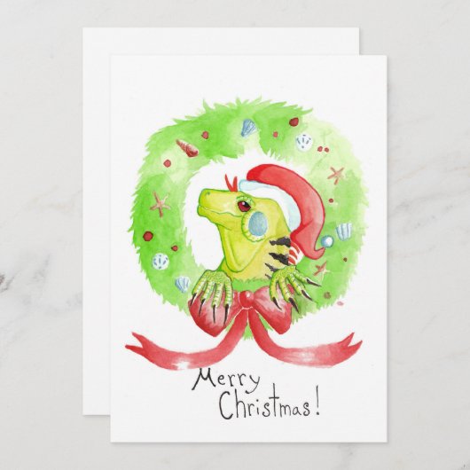 Iguana Christmas Feiertagskarte (Vorne/Hinten)