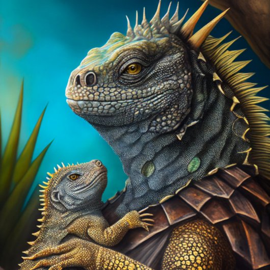Iguana Daddy und Baby Necktie Krawatte