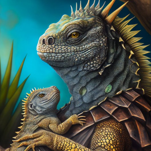 Iguana Daddy und Baby Necktie Krawatte