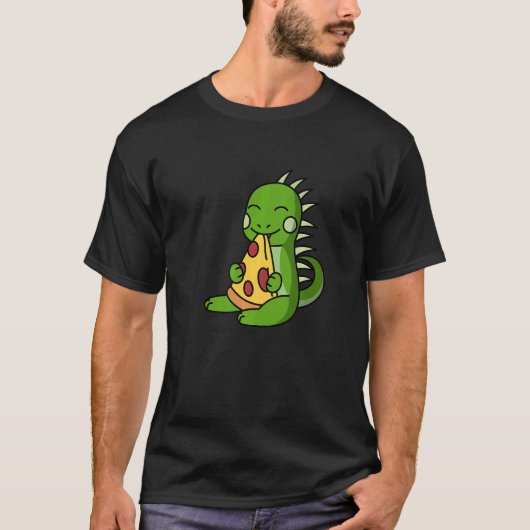 Iguana Eating Pizza Pet   T-Shirt (Vorderseite)