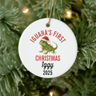 Iguana Erstes Weihnachten 2025 Keramik Ornament