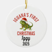 Iguana First Christmas 2025 Keramik Ornament (Vorne)