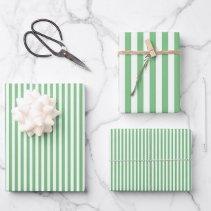 Iguana Green & White Streifen Geschenkpapier Set