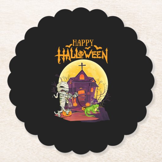 Iguana Halloween Anzug Pumpkin Funny Dog Lover Untersetzer (Vorderseite)
