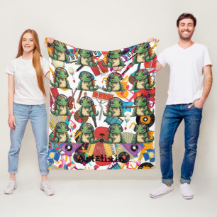 Iguana Hören Musik Print Fleecedecke