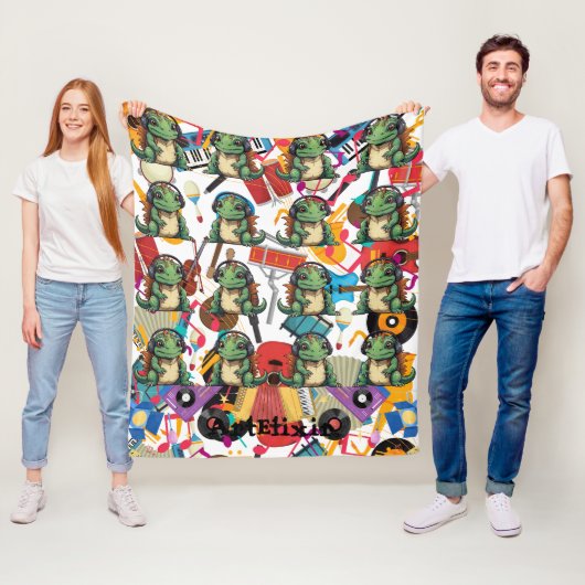 Iguana Hören Musik Print Fleecedecke (Beispiel)