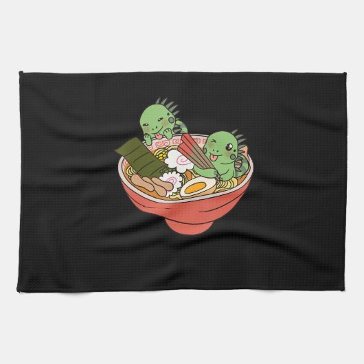 Iguana Kawaii Ramen Funny Pet Geschenk Geschirrtuch (Horizontal)