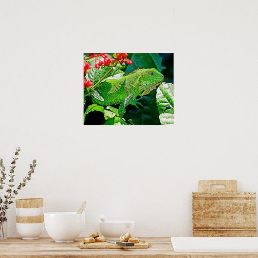 Iguana Kunstmauer für Dekoration. Poster (Küche)