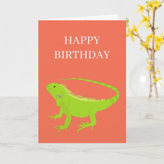 Iguana Lizard Illustration Geburtstag Karte (Gelbe Blume)