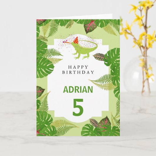 Iguana Lizard Partying Animals Geburtstag Karte (Gelbe Blume)