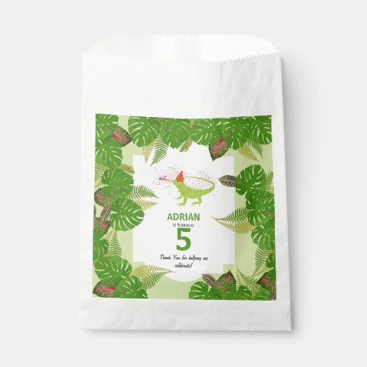 Iguana Lizard Partying Animals Geburtstagsparty Geschenktütchen (Vorderseite)