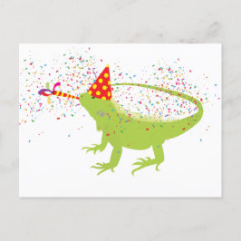 Iguana Lizard Partying Tiere mit Party Feiertagspostkarte