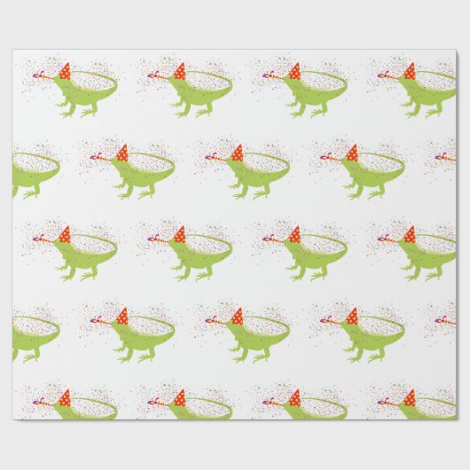 Iguana Lizard Partying Tiere mit Party Geschenkpapier (Flach)