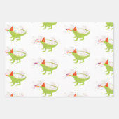 Iguana Lizard Partying Tiere mit Party Geschenkpapier Set (Vorderseite 3)