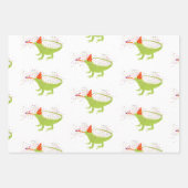 Iguana Lizard Partying Tiere mit Party Geschenkpapier Set (Vorderseite)