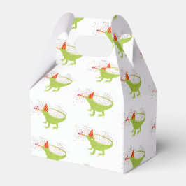 Iguana Lizard Partying Tiere mit Party Geschenkschachtel