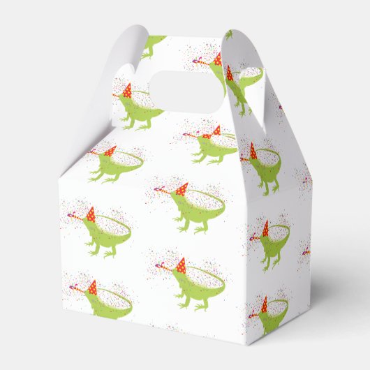 Iguana Lizard Partying Tiere mit Party Geschenkschachtel (Vorderseite)