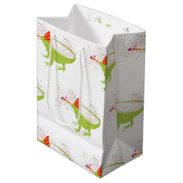 Iguana Lizard Partying Tiere mit Party Mittlere Geschenktüte