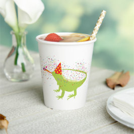 Iguana Lizard Partying Tiere mit Party Pappbecher