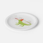 Iguana Lizard Partying Tiere mit Party Pappteller (Schrägansicht)