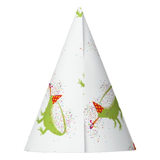 Iguana Lizard Partying Tiere mit Party Partyhütchen (Rückseite)
