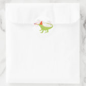 Iguana Lizard Partying Tiere mit Party Runder Aufkleber (Tasche)