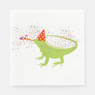 Iguana Lizard Partying Tiere mit Party Serviette