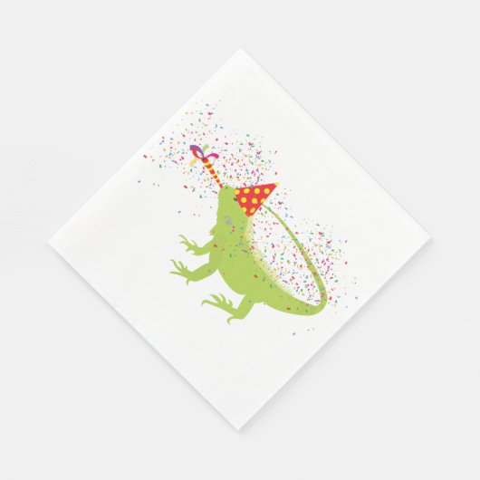 Iguana Lizard Partying Tiere mit Party Serviette (Ecke)