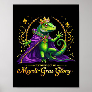 Iguana Mardi Gras 2025 Vibrant Iguana Lover Frauen Poster