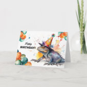 Iguana mit Balloons und Party Happy Birthday Karte (Vorderseite)