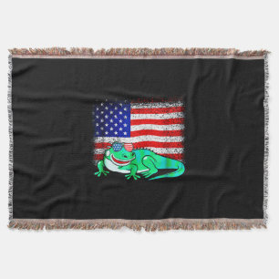 Iguana mit der amerikanischen Flagge Decke