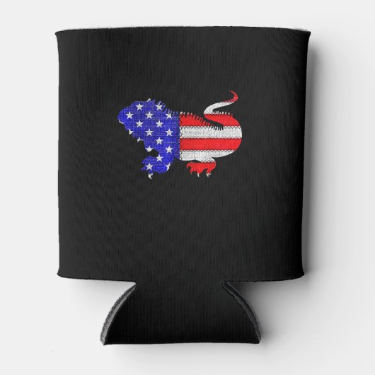 Iguana mit US-Flagge Dosenkühler (Vorderseite)
