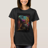 Iguana mountains sunset reptile lizard retro 70s v T-Shirt (Vorderseite)