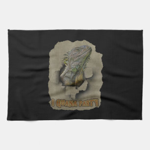 Iguana Party, Funny Wollte ich zu Party, Iguana Pa Geschirrtuch