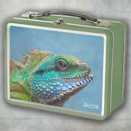 Iguana Personalisiert farbiges Reptil Metall Brotdose