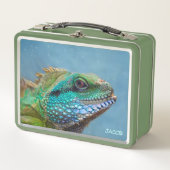 Iguana Personalisiert farbiges Reptil Metall Brotdose (Vorderseite)