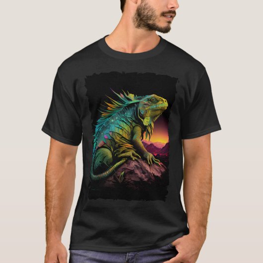 Iguana reptile lizard retro 70s vintage T-Shirt (Vorderseite)