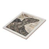 Iguana Reptile Viktorianisch Art Fliese (Seite)