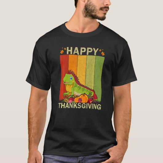 Iguana Retro Graphic Family Matching Thanksgiving T-Shirt (Vorderseite)