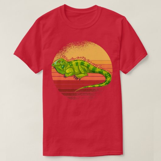 Iguana Retro Sunset Reptiles 2 T-Shirt (Design vorne)