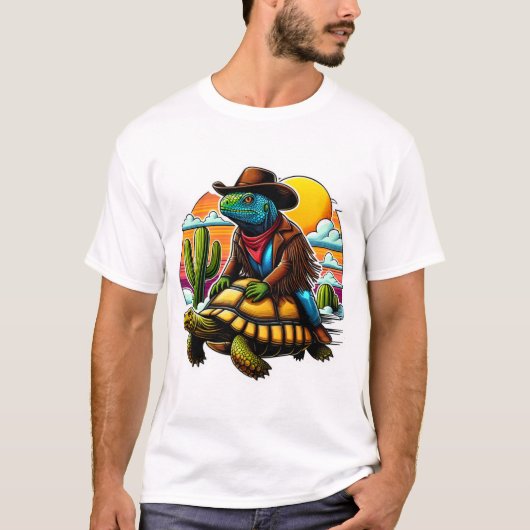 IGUANA RIDING DESERT TORTOISE T-Shirt (Vorderseite)