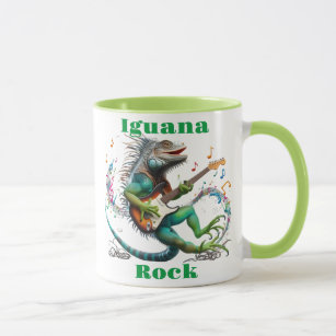 Iguana Rockstar in a Colorful Music Burg Tasse