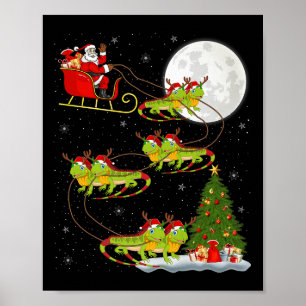 Iguana Santa Schlitten Fliegendes Lustiges Magisch Poster