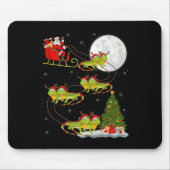 Iguana Santa Sleigh Flying Funny Magical Christmas Mousepad (Vorne)