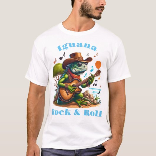Iguana Serenading Swamp Dweller Rock & Roll T-Shirt (Vorderseite)
